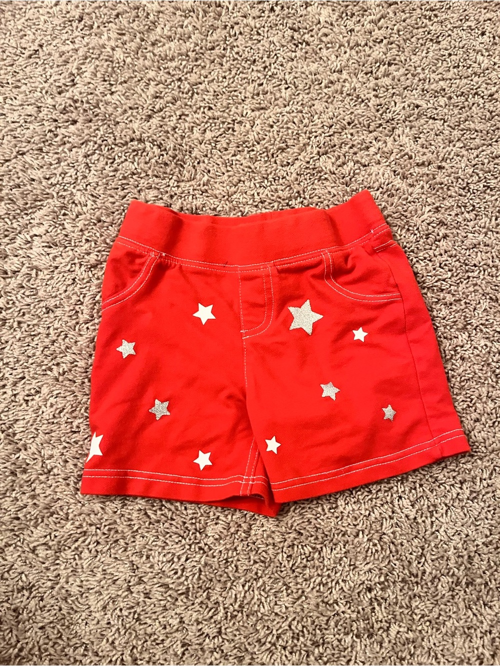 Red, White, Blue Girls Star Print Shorts